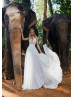 Sexy Ivory Chiffon Open Back Bohemian Wedding Dress